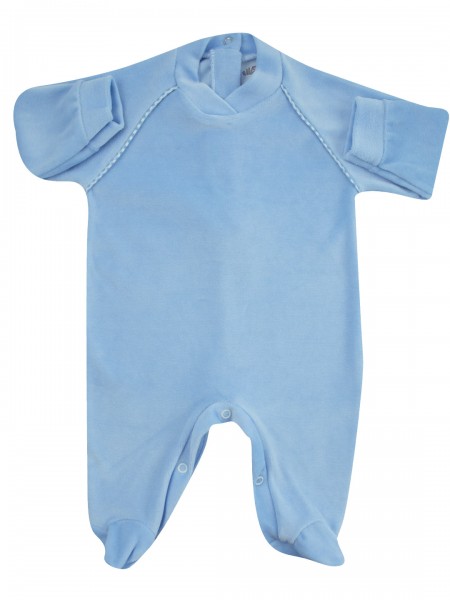 baby footie one-color newborn baby row on shoulders. Colour light blue, size 0-1 month Light blue Size 0-1 month