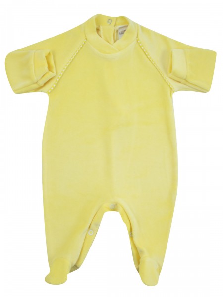baby footie one-color newborn baby row on shoulders. Colour yellow, size 0-1 month Yellow Size 0-1 month
