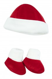 hat and shoes newborn christmas. Colour red, one size