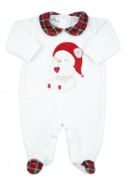 baby footie for baby tender baby bear. Colour creamy white, size 1-3 months