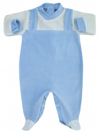 baby footie for newborns single colour dungarees. Colour light blue, size 1-3 months