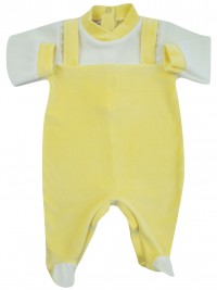 baby footie for newborns single colour dungarees. Colour yellow, size 1-3 months