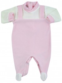 baby footie for newborns single colour dungarees. Colour pink, size 1-3 months