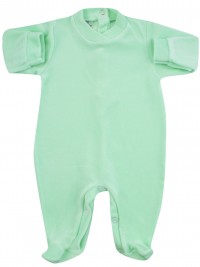 baby footie for monochrome infant. Colour green, size 0-1 month