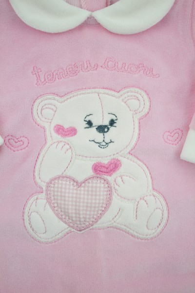 baby footie chenille baby bear tender hearts. Colour pink, size 00 2