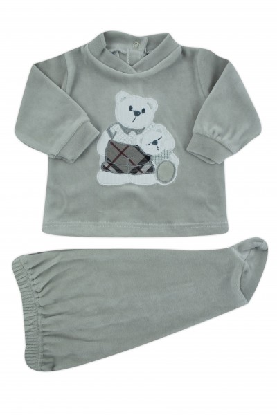 baby outfit chenille hug bears. Colour grey, size 3-6 months Grey Size 3-6 months