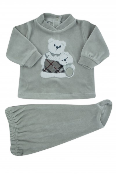 baby outfit chenille hug bears. Colour grey, size 0-1 month Grey Size 0-1 month