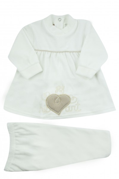 baby outfit chenille vestina my heart. Colour creamy white, size 6-9 months Creamy white Size 6-9 months