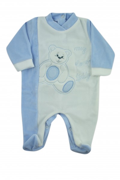 baby footie chenille my love teddy. Colour light blue, size 0-1 month Light blue Size 0-1 month