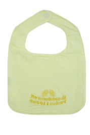 baby bib in 100% cotton. Colour yellow, one size