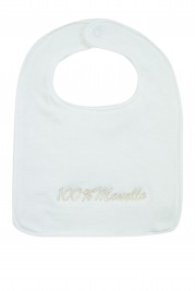 white cotton baby bib. Colour creamy white, one size