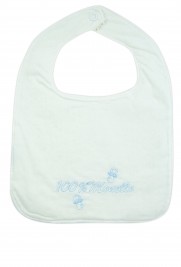 white cotton baby bib. Colour light blue, one size