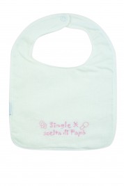 white cotton baby bib. Colour pink, one size