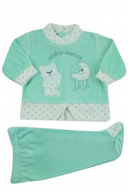 sweet friend chenille baby outfit. Colour green, size 0-1 month