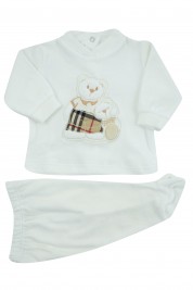 baby outfit chenille hug bears. Colour creamy white, size 0-1 month