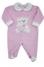 baby footie chenille baby bear tender hearts. Colour pink, size 0-1 month
