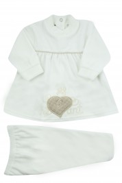 baby outfit chenille vestina my heart. Colour creamy white, size 0-1 month