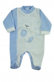 baby footie chenille my love teddy. Colour light blue, size 6-9 months