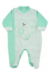 baby footie chenille my love teddy. Colour green, size 0-1 month
