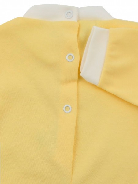 Image cotton baby footie interlock love heart. Colour yellow, size 3-6 months 3