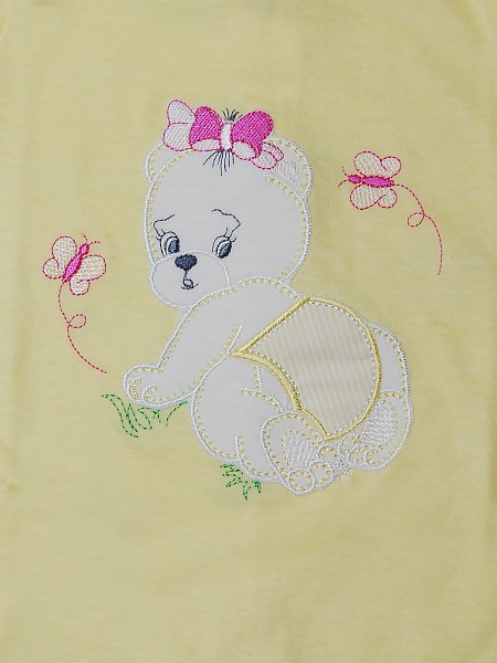 Baby footie 100% cotton teddy bear crawling on baby footie. Colour yellow, size 3-6 months 2