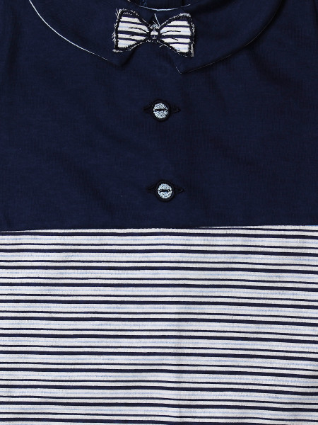 Baby footie 100% cotton, bow tie with buttons. Colour blue, size 6-9 months 2