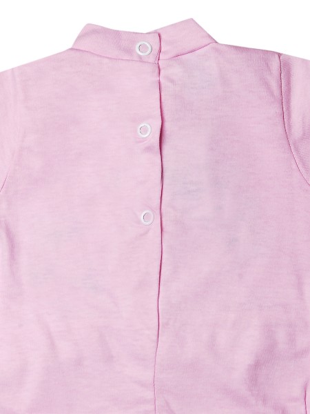 Baby footie cotton teddy bear with lace. Colour pink, size 0-3 months 3