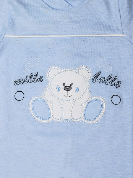 Baby footie thousand bubbles, 100% cotton. Colour light blue, size 0-1 month 2