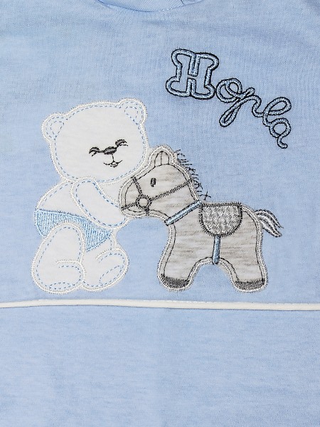 Baby footie cotton pony hopla baby. Colour light blue, size 0-1 month 2