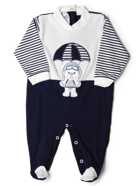 Baby footie baby bear parachutist stripes. Colour blue, size 3-6 months Blue Size 3-6 months