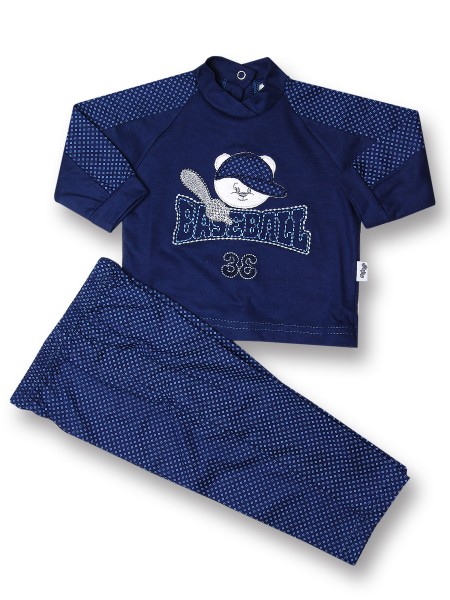 Baby outfit baseball, 100% cotton, with rhombuses. Colour blue, size 3-6 months Blue Size 3-6 months