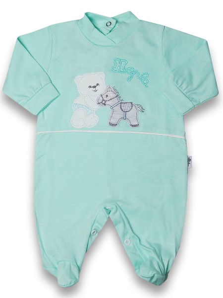 Baby footie cotton pony hopla baby. Colour green, size 6-9 months Green Size 6-9 months