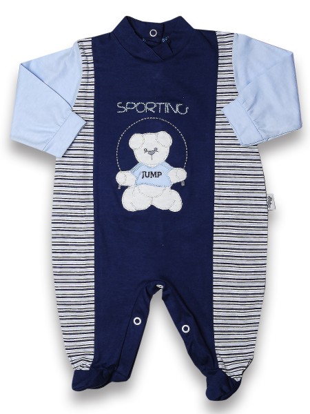 Baby footie cotton sporting jump. Colour blue, size 6-9 months Blue Size 6-9 months