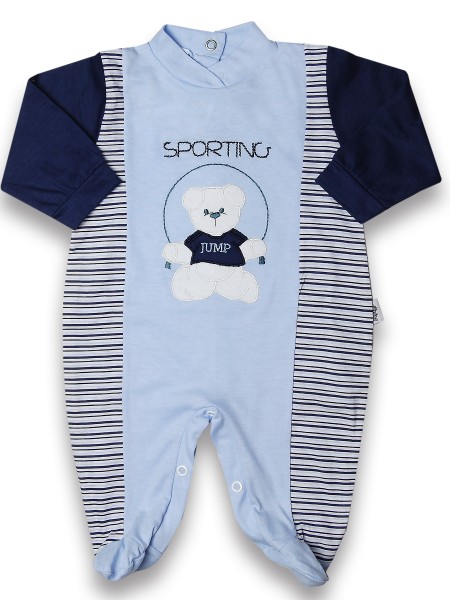 Baby footie cotton sporting jump. Colour light blue, size 0-3 months Light blue Size 0-3 months