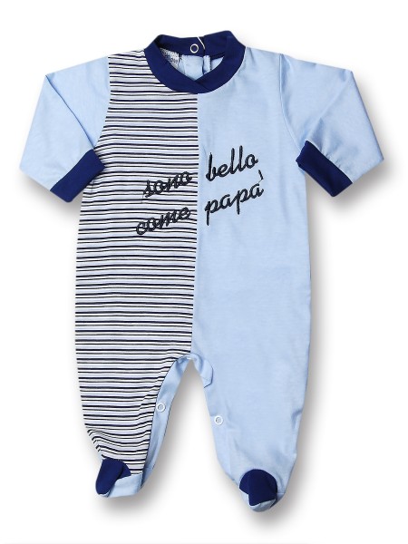 Baby footie cotton are as handsome as daddy. Colour light blue, size 0-3 months Light blue Size 0-3 months