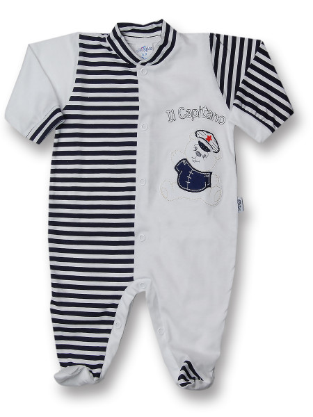 Baby footie baby the captain 100% cotton. Colour blue, size 3-6 months Blue Size 3-6 months