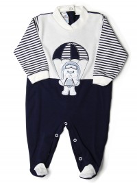 Baby footie baby bear parachutist stripes. Colour blue, size 1-3 months