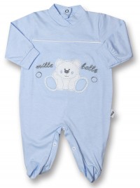 Baby footie thousand bubbles, 100% cotton. Colour light blue, size 0-3 months