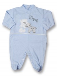 Baby footie cotton pony hopla baby. Colour light blue, size 0-3 months