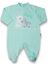 Baby footie cotton pony hopla baby. Colour green, size 0-3 months