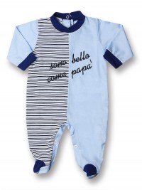 Baby footie cotton are as handsome as daddy. Colour light blue, size 0-3 months