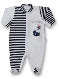 Baby footie baby the captain 100% cotton. Colour blue, size 6-9 months