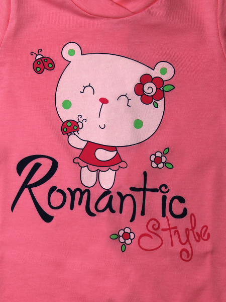 Baby footie romantic style cotton. Colour fuchsia, size 6-9 months 2