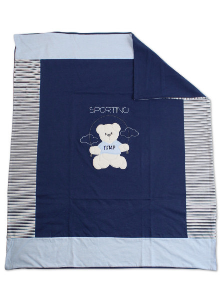 Newborn baby cradle sporting jump blanket in double face cotton. Colour blue, one size Blue One size