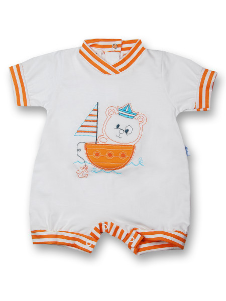 Romper sailboat 100% cotton. Colour orange, size 1-3 months Orange Size 1-3 months