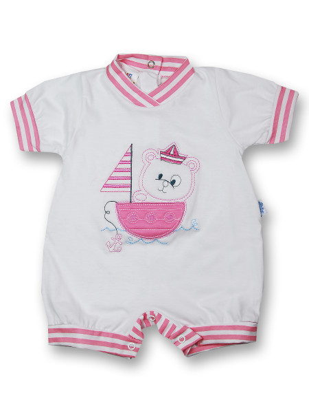 Romper sailboat 100% cotton. Colour coral pink, size 3-6 months Coral pink Size 3-6 months