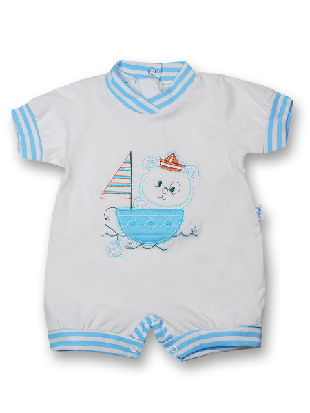 Romper sailboat 100% cotton. Colour turquoise, size 3-6 months Turquoise Size 3-6 months