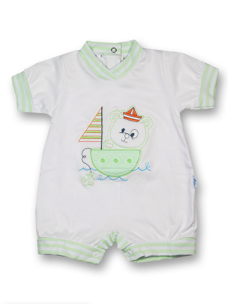 Romper sailboat 100% cotton. Colour pistacchio green, size 3-6 months Pistacchio green Size 3-6 months