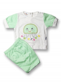Baby outfit jellyfish marines cotton. Colour pistacchio green, size 1-3 months