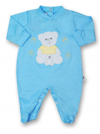 Baby footie mommy and puppy in cotton. Colour turquoise, size 3-6 months